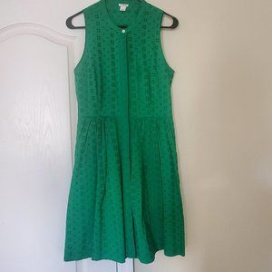 J. Crew Kelly Green Eyelet Lace Cotton Dress